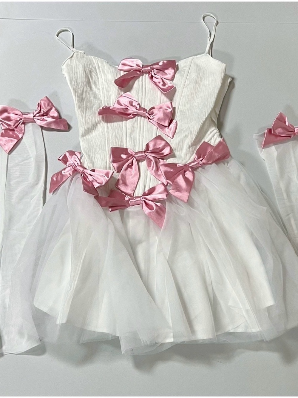 Dolls Kill x Sugar Thrillz White Pink Bow Bows Corset Mini Dress Size S 🎀✨ #bows